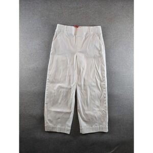 Spanx Pants‎ Womens 1X Tall White Wide Leg High Rise Cotton Blend Cropped Twill